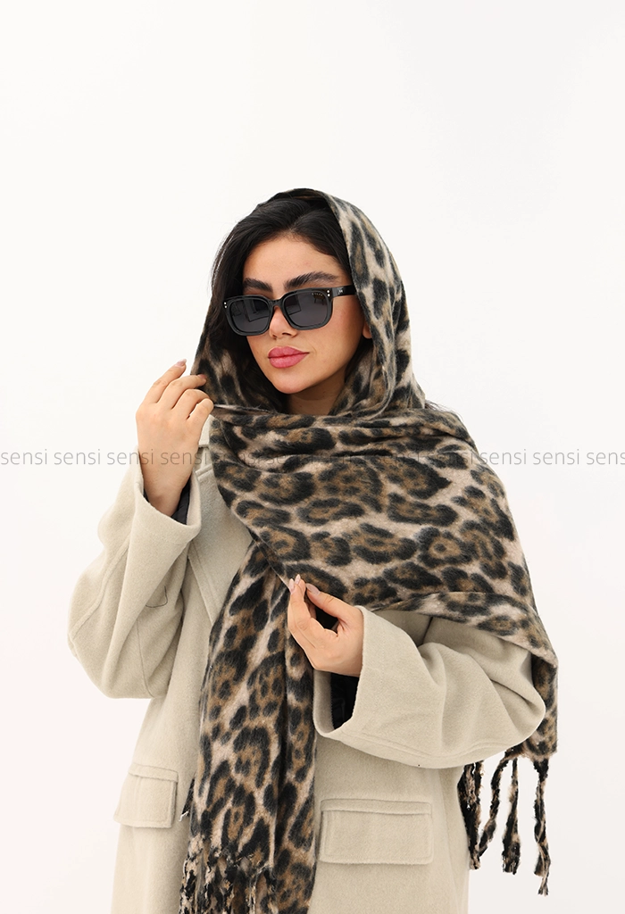 شال بافت پشمی موهری پلنگی کد1005157